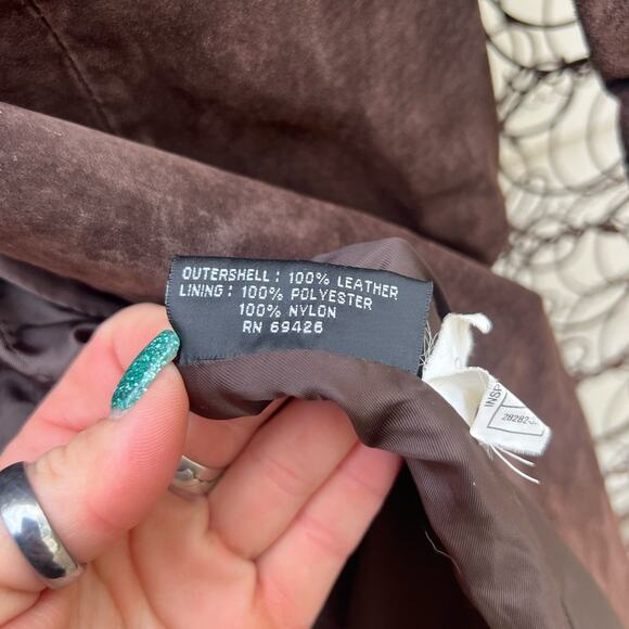 90s Wilsons Leather Maxima Brown Harry Potter Dark Academia Trench Coat LARGE - Picture 6 of 8